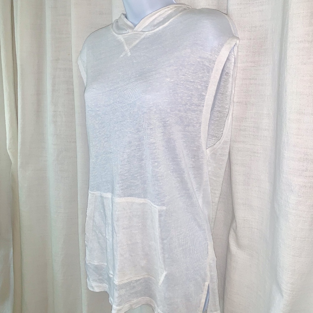 NWOT-Vince Women's Linen Hooded Tee, Optic White! - Picture 4 of 6